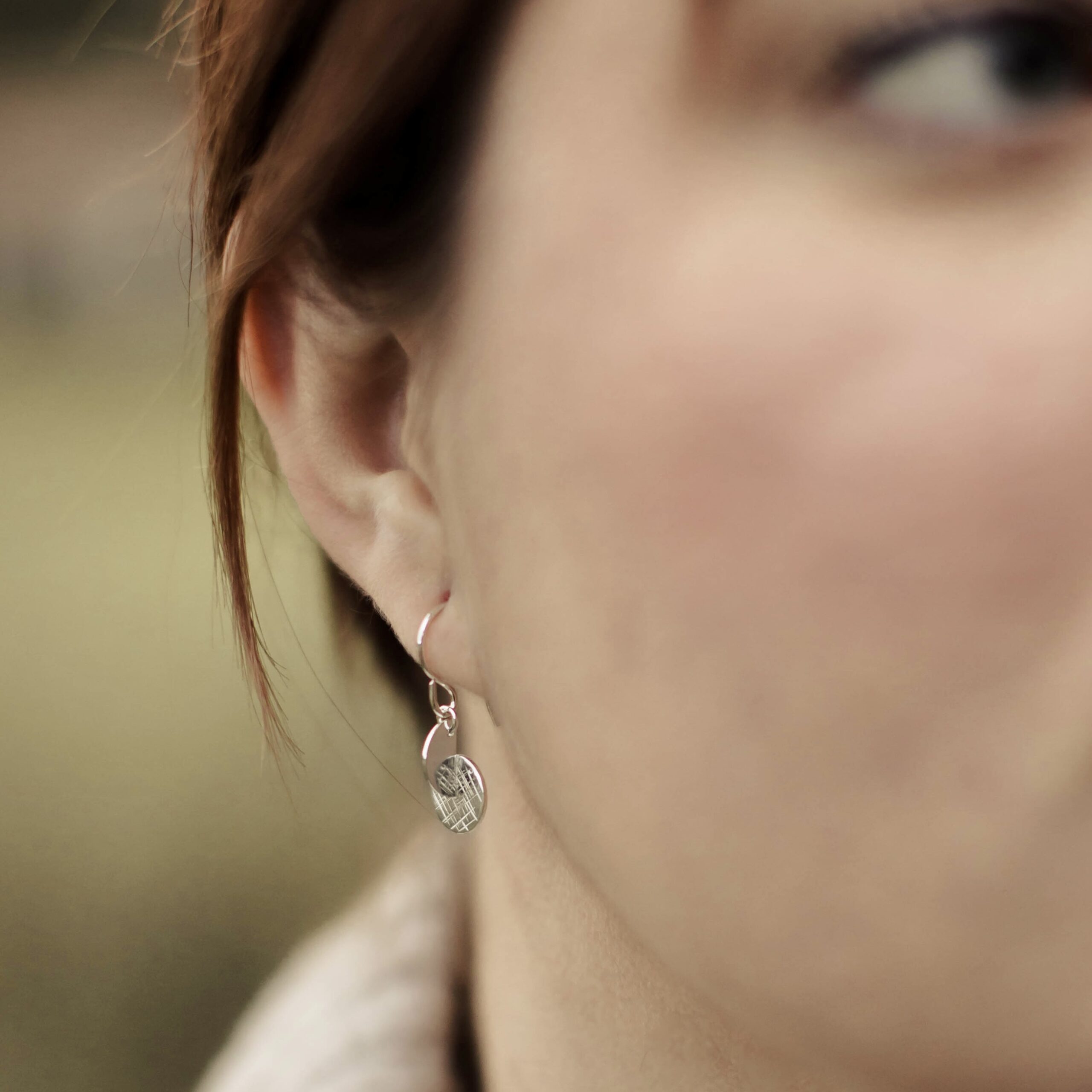 moon earrings - etched spine - Argentium silver - Image 3