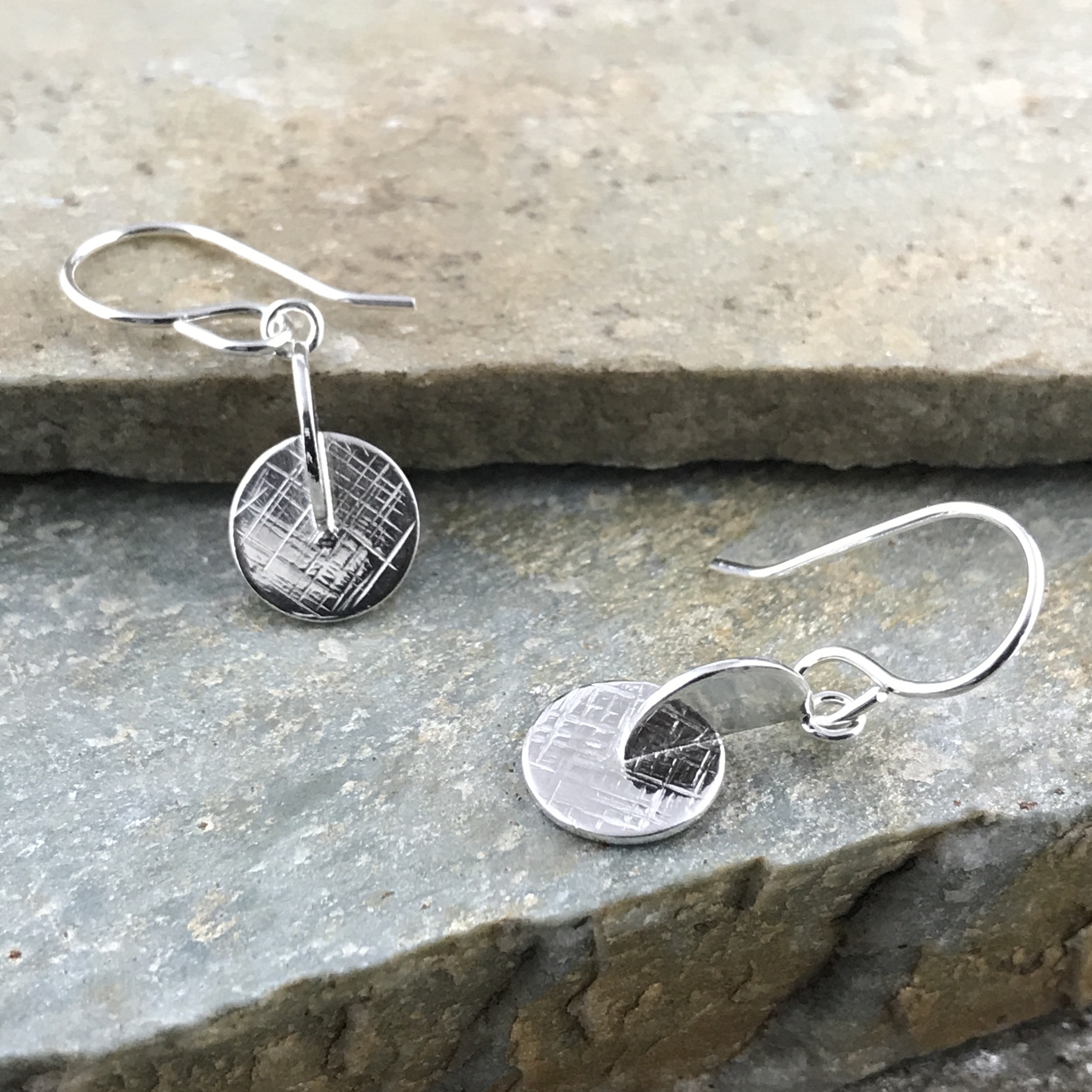 moon earrings - etched spine - Argentium silver - Image 2