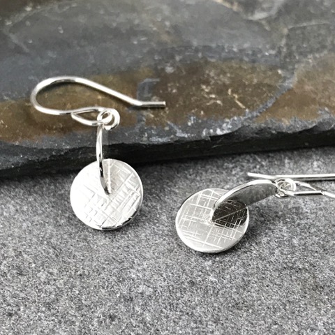 moon earrings - etched spine - Argentium silver - Image 5