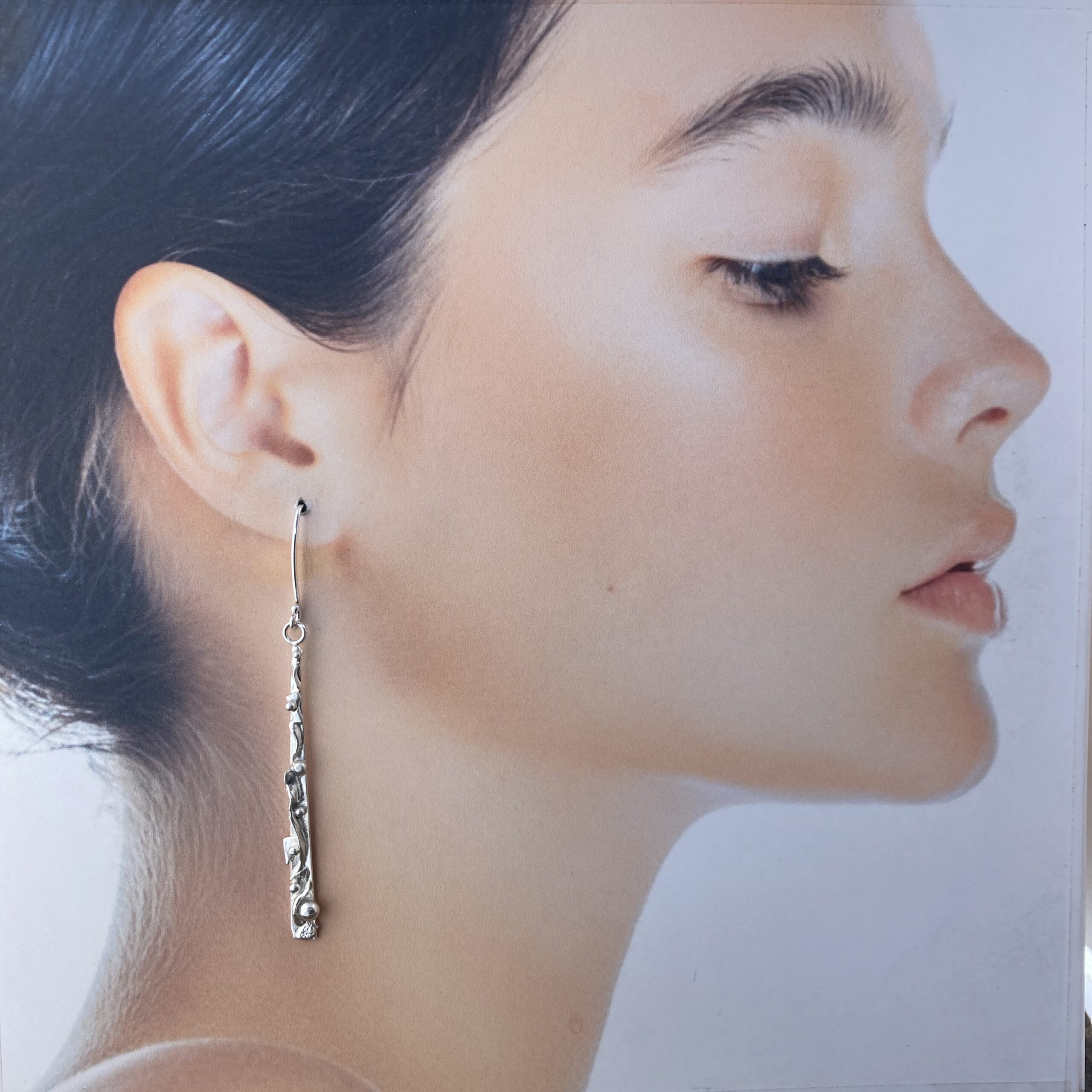 rapids earrings - long icicle - Argentium silver - Image 2