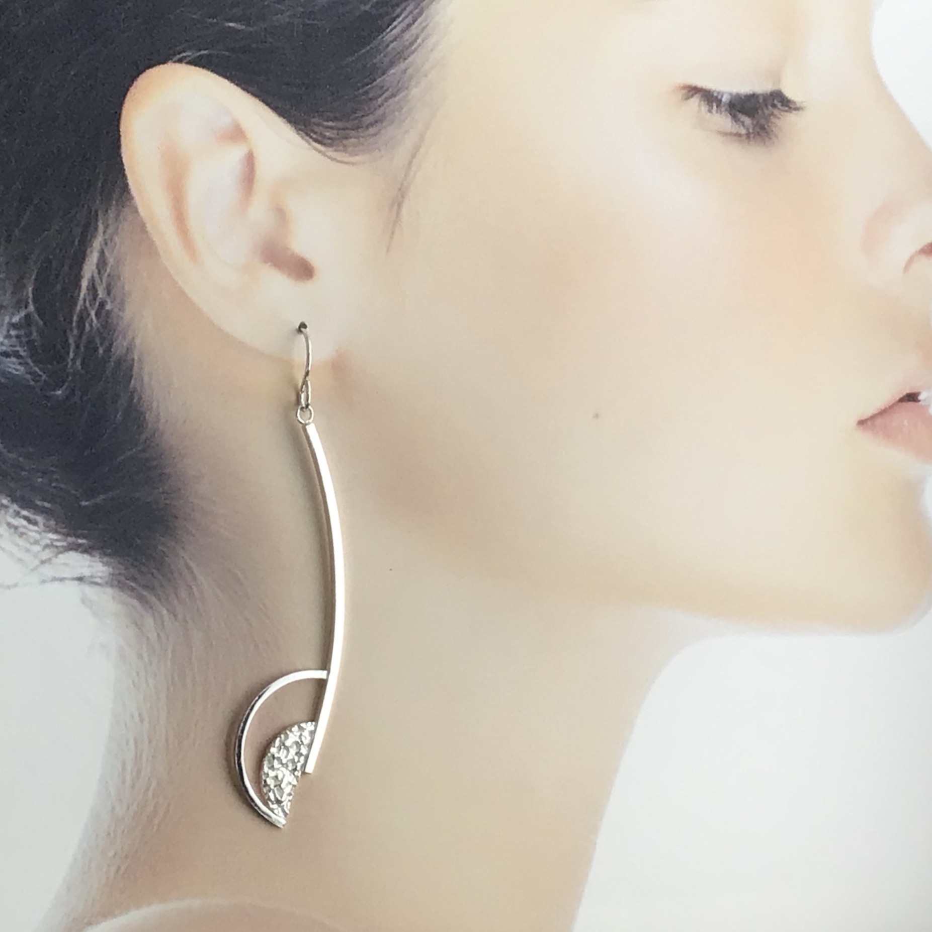 sun and moon earrings - split - Argentium silver