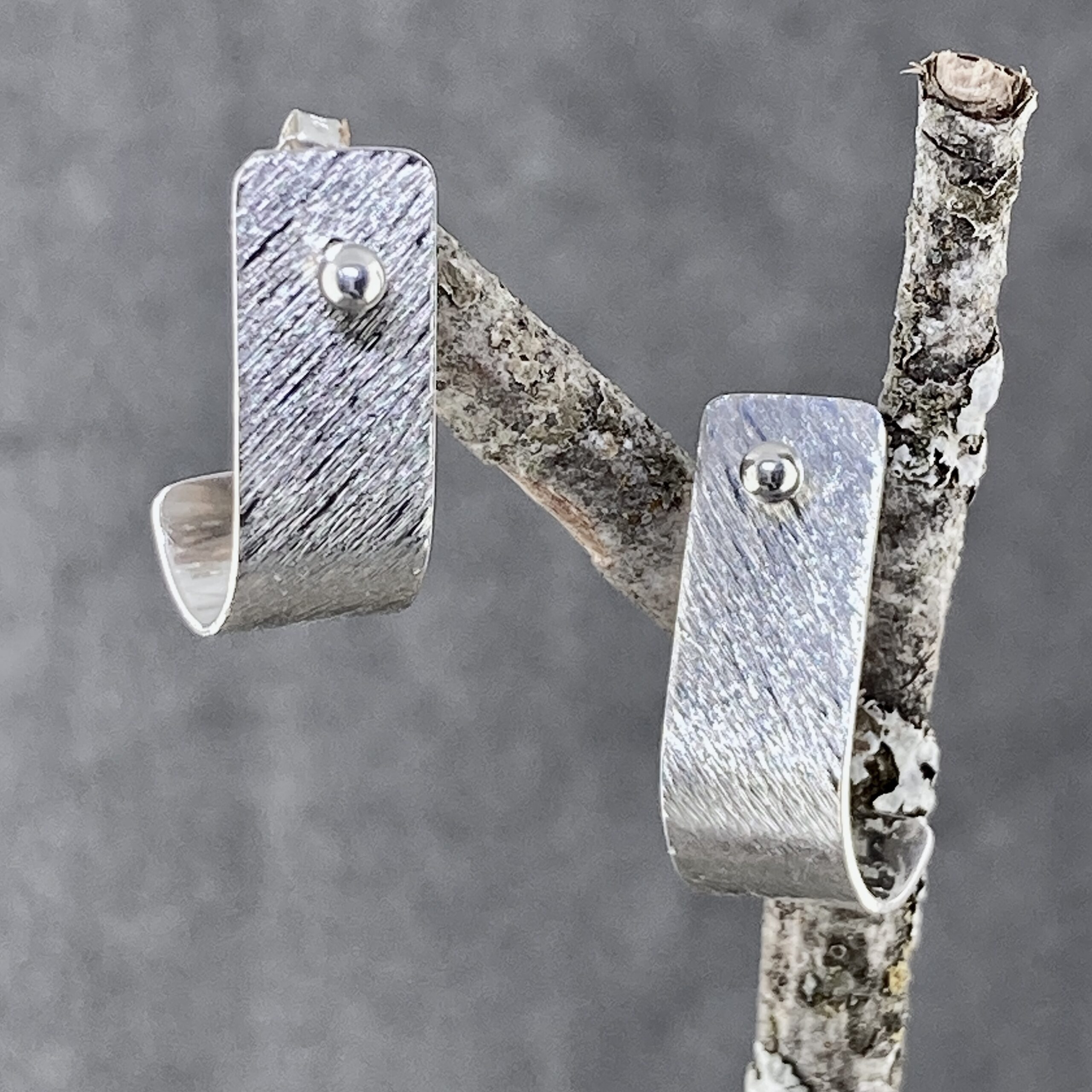 J-hoop earring jacket - brushed - Argentium silver