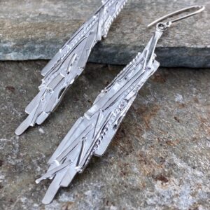 bark earrings - long - Argentium silver