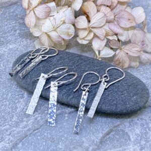 bar earrings - hammered - Argentium silver