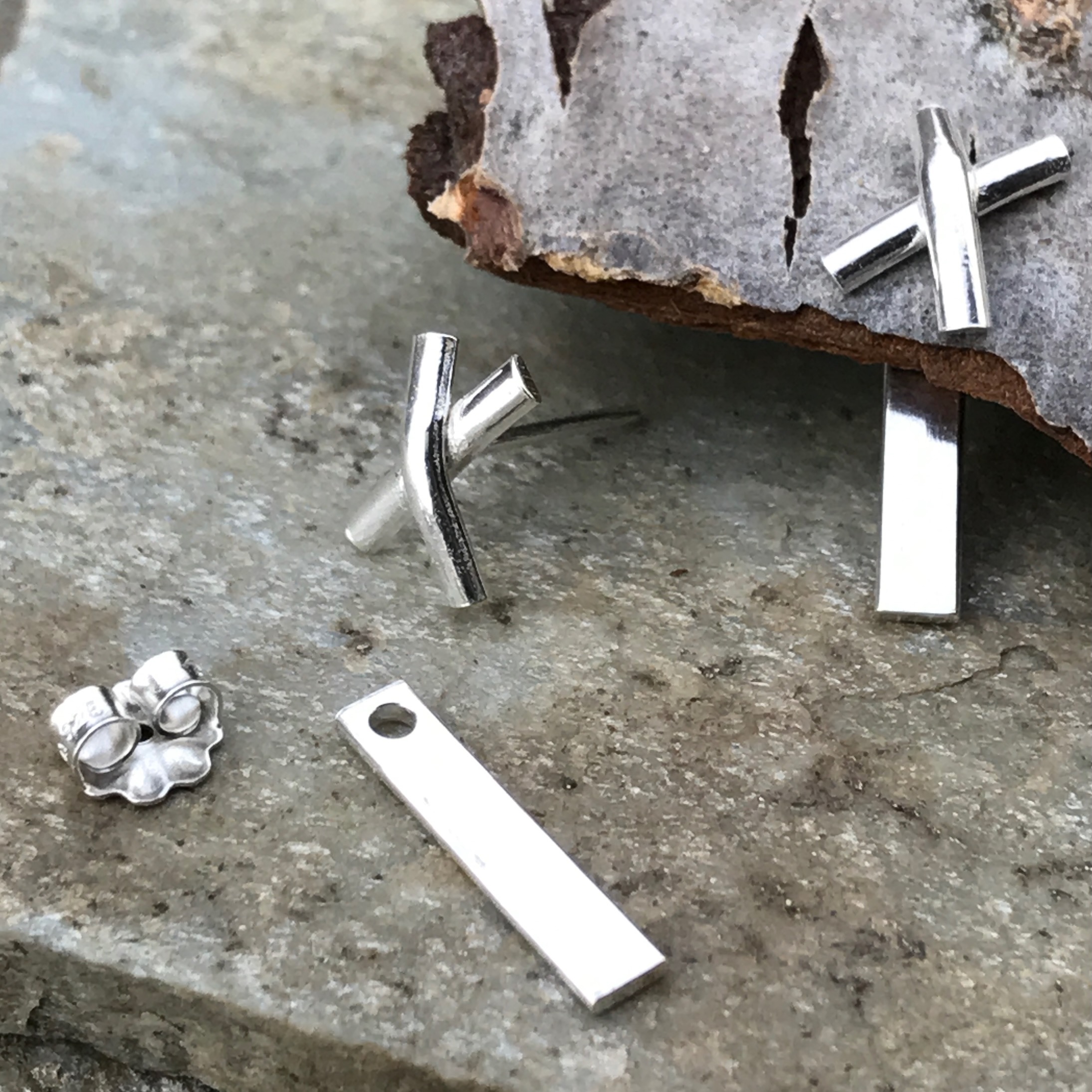 bar X earring jacket - Argentium silver - Image 4