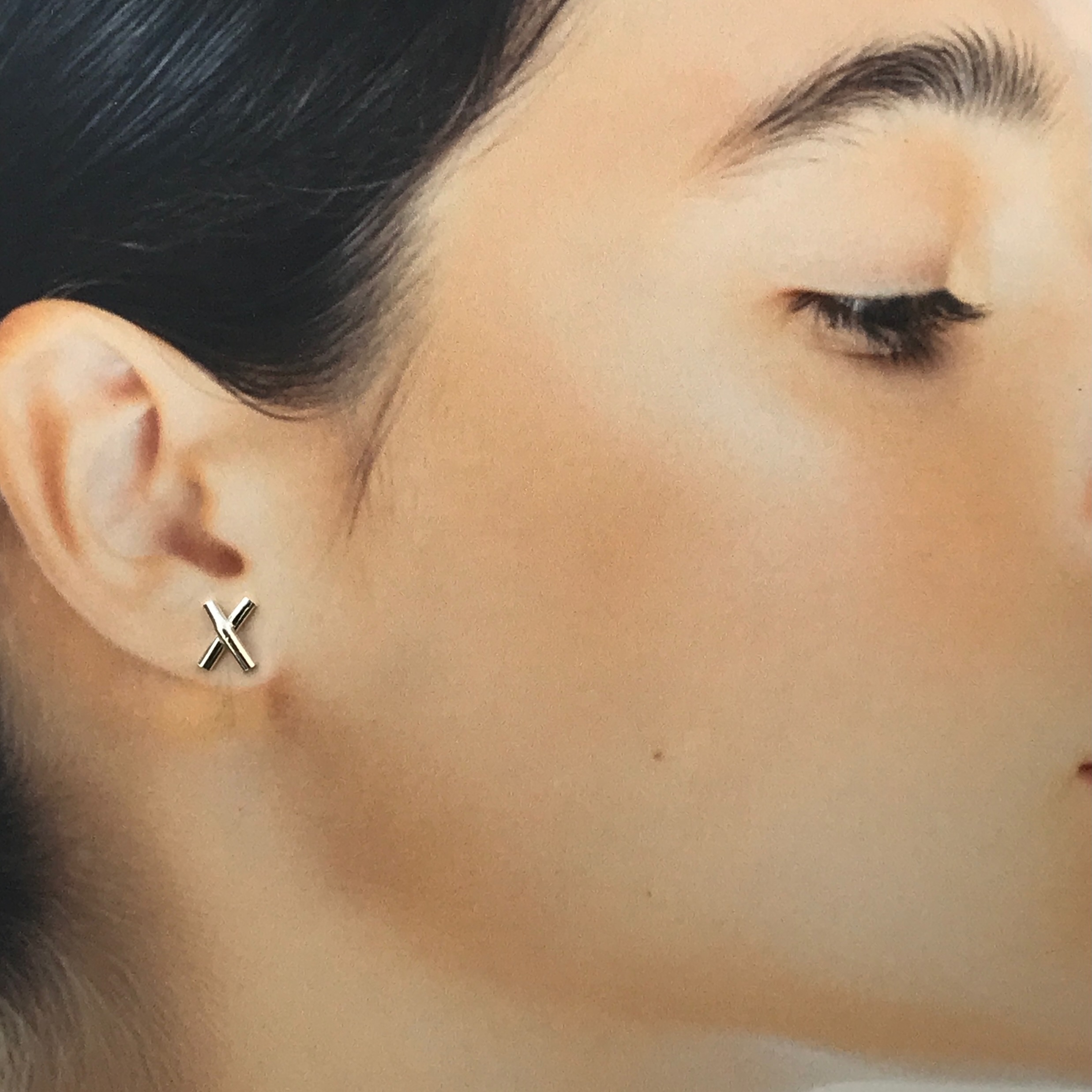 bar X earring jacket - Argentium silver - Image 5