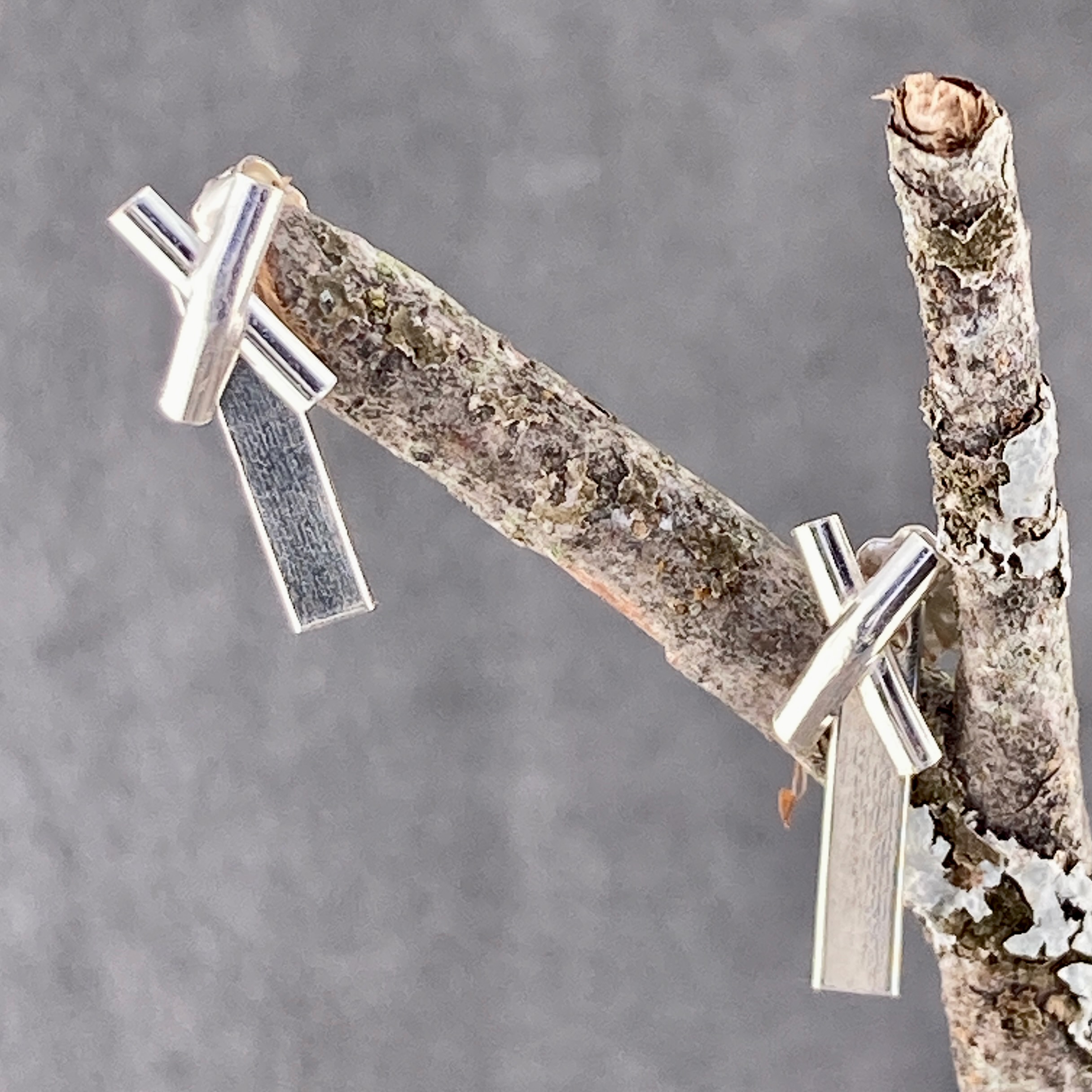 bar X earring jacket - Argentium silver - Image 2