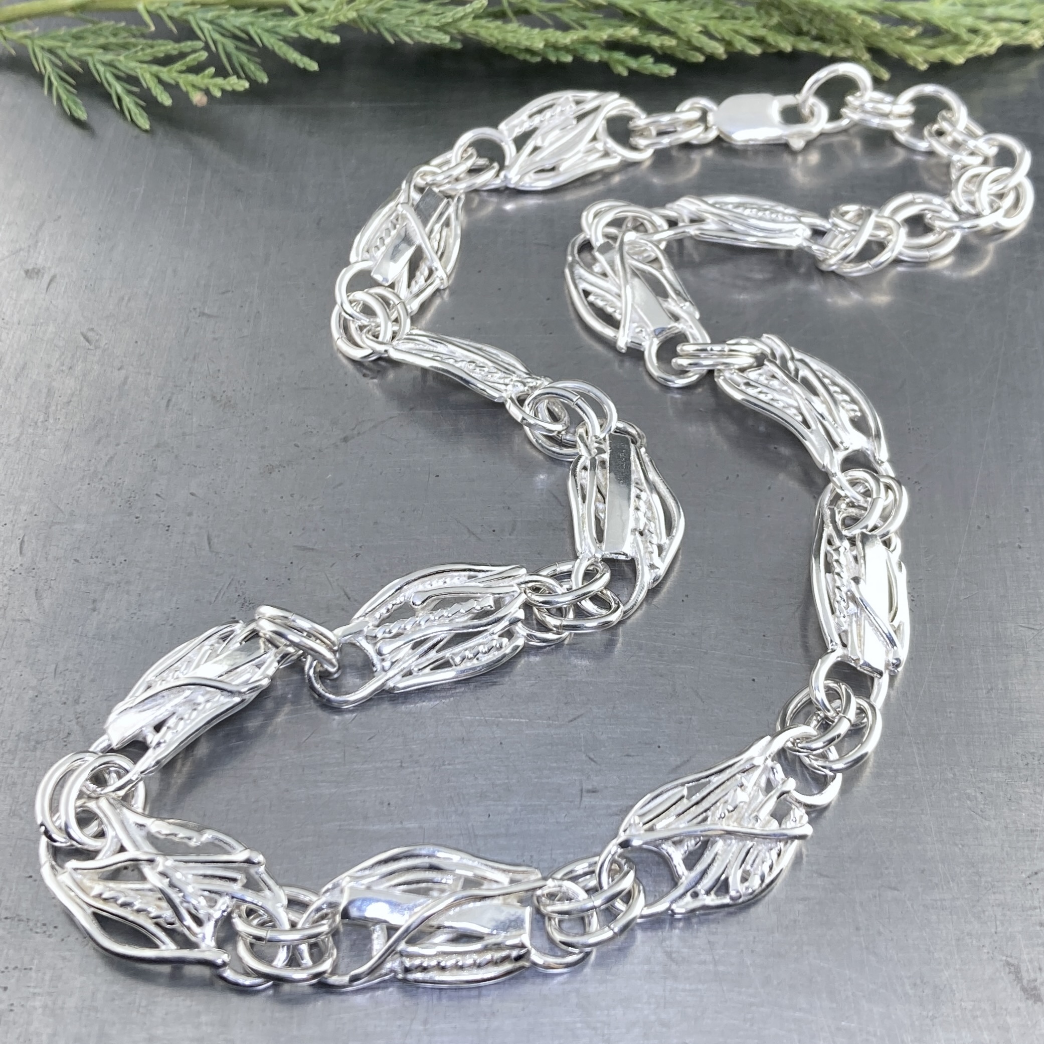 twig necklace - Argentium silver