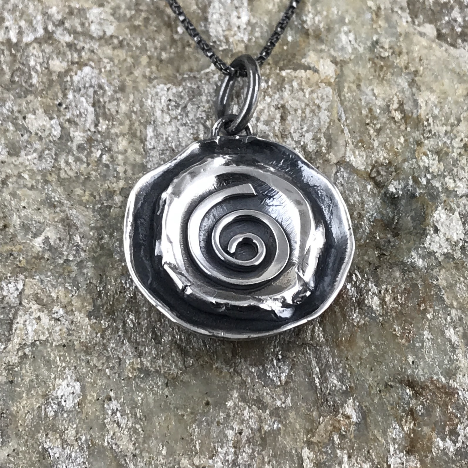 spiral pendant - Argentium silver wax seal - antique - Image 4