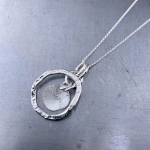 Freeform Circle Pendant – Argentium Silver – Sun Accent – Small