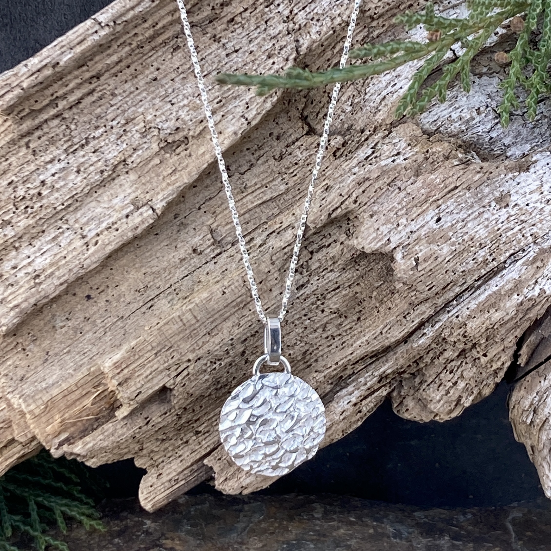 lunar full moon pendant - Argentium silver - medium