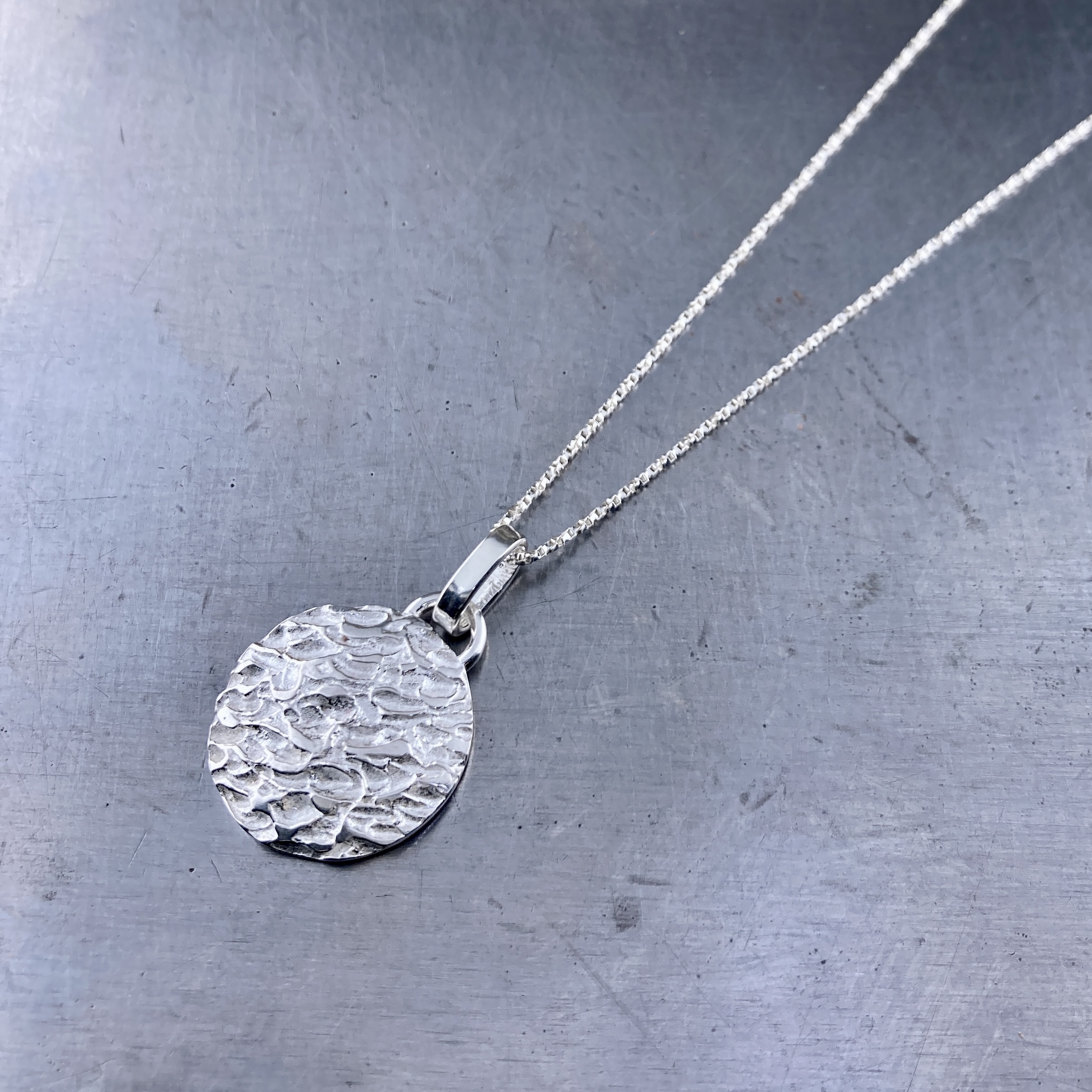 lunar full moon pendant - Argentium silver - medium - Image 2
