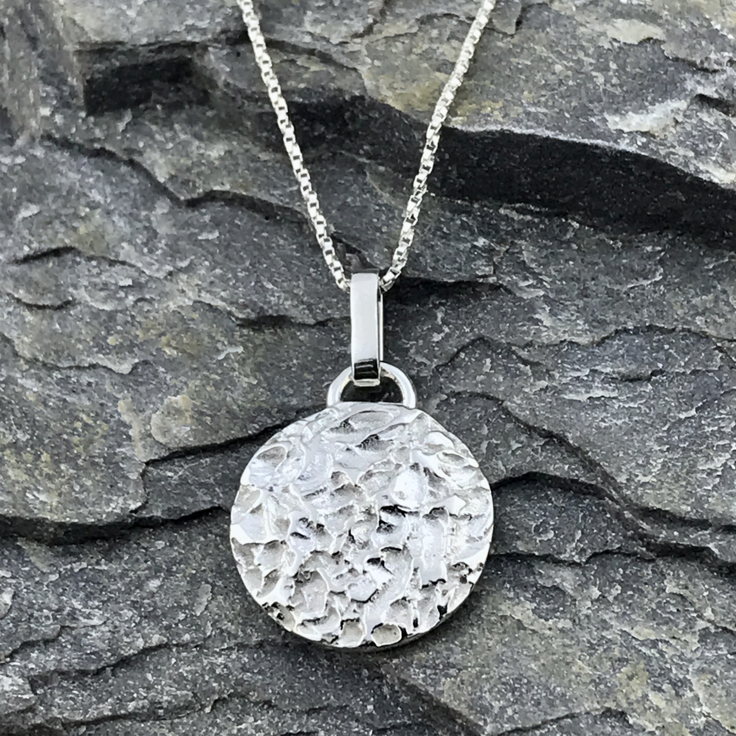 lunar full moon pendant - Argentium silver - medium - Image 3