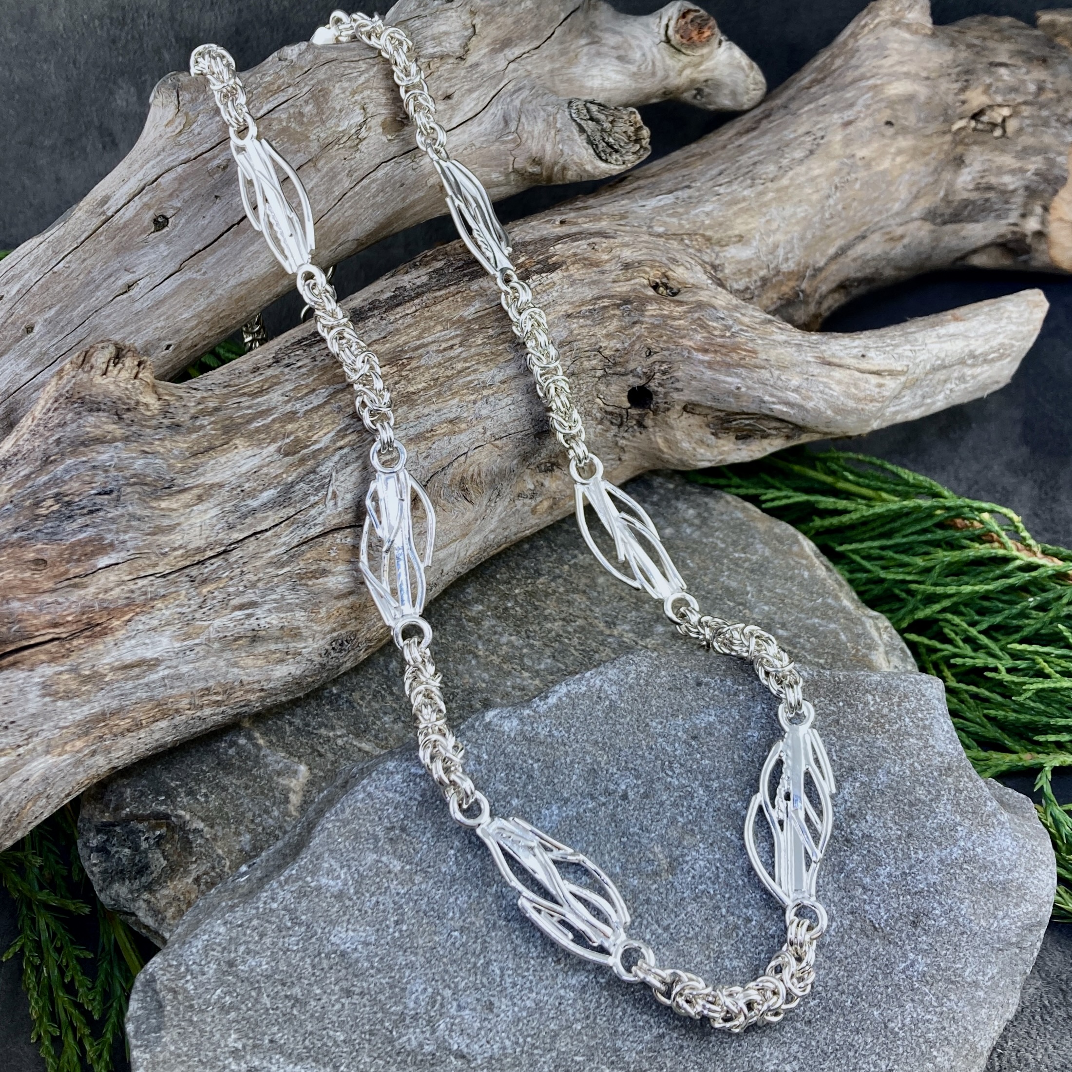 byzantine necklace - twigs - Argentium silver - Image 2