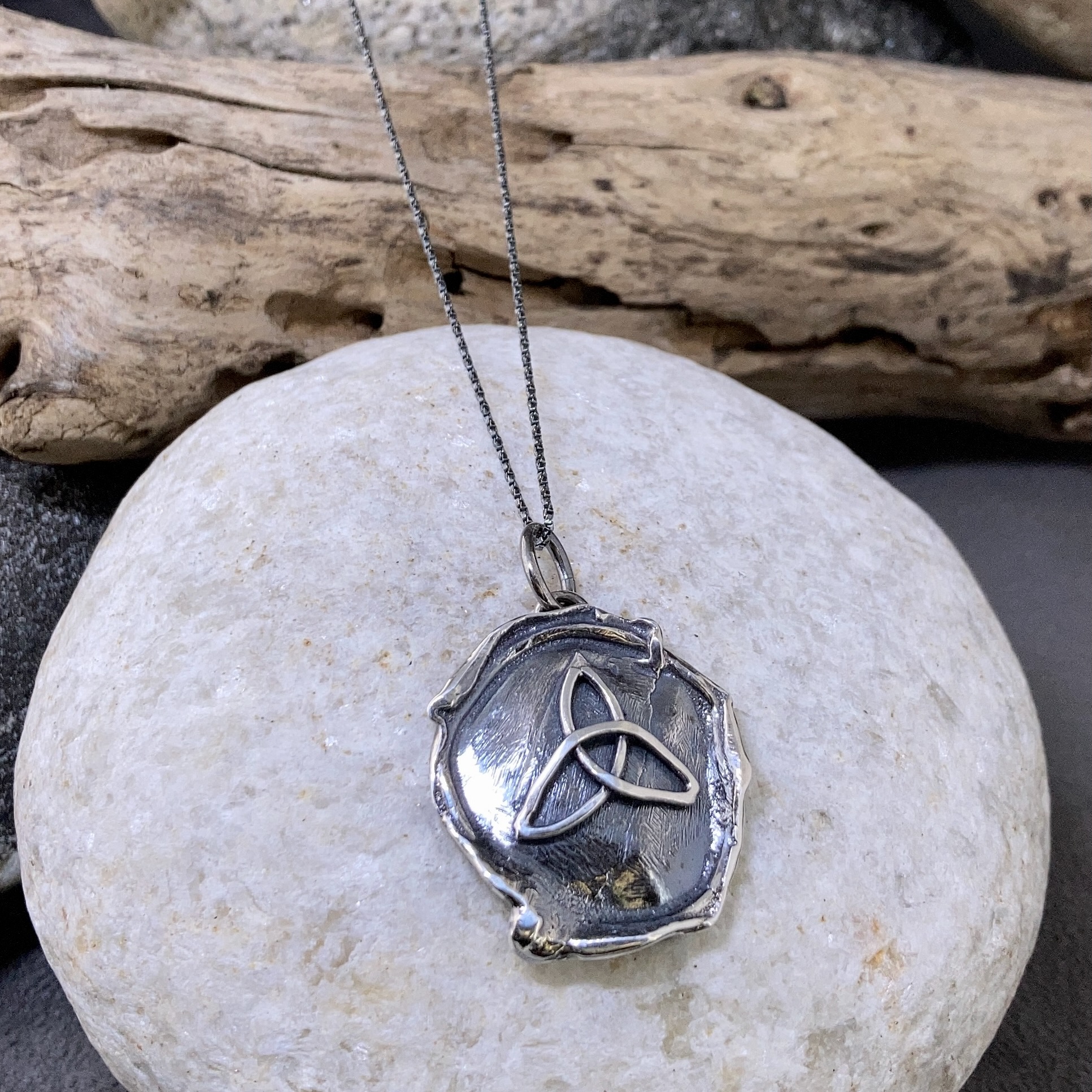 Trinity Knot Pendant – Argentium Silver Wax Seal – Antique - Image 10