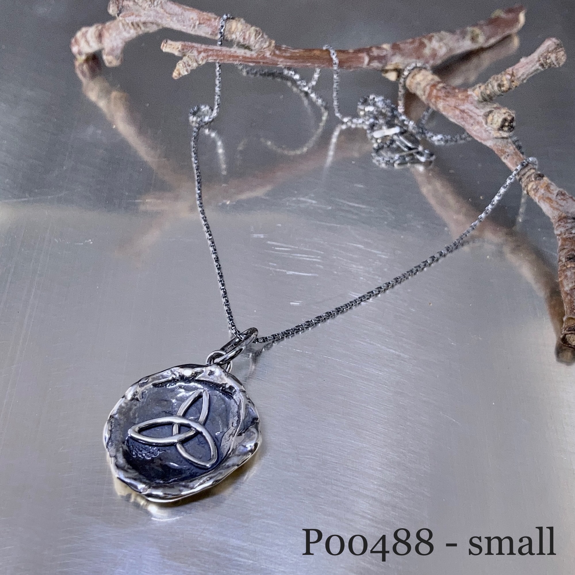 Trinity Knot Pendant – Argentium Silver Wax Seal – Antique - Image 4