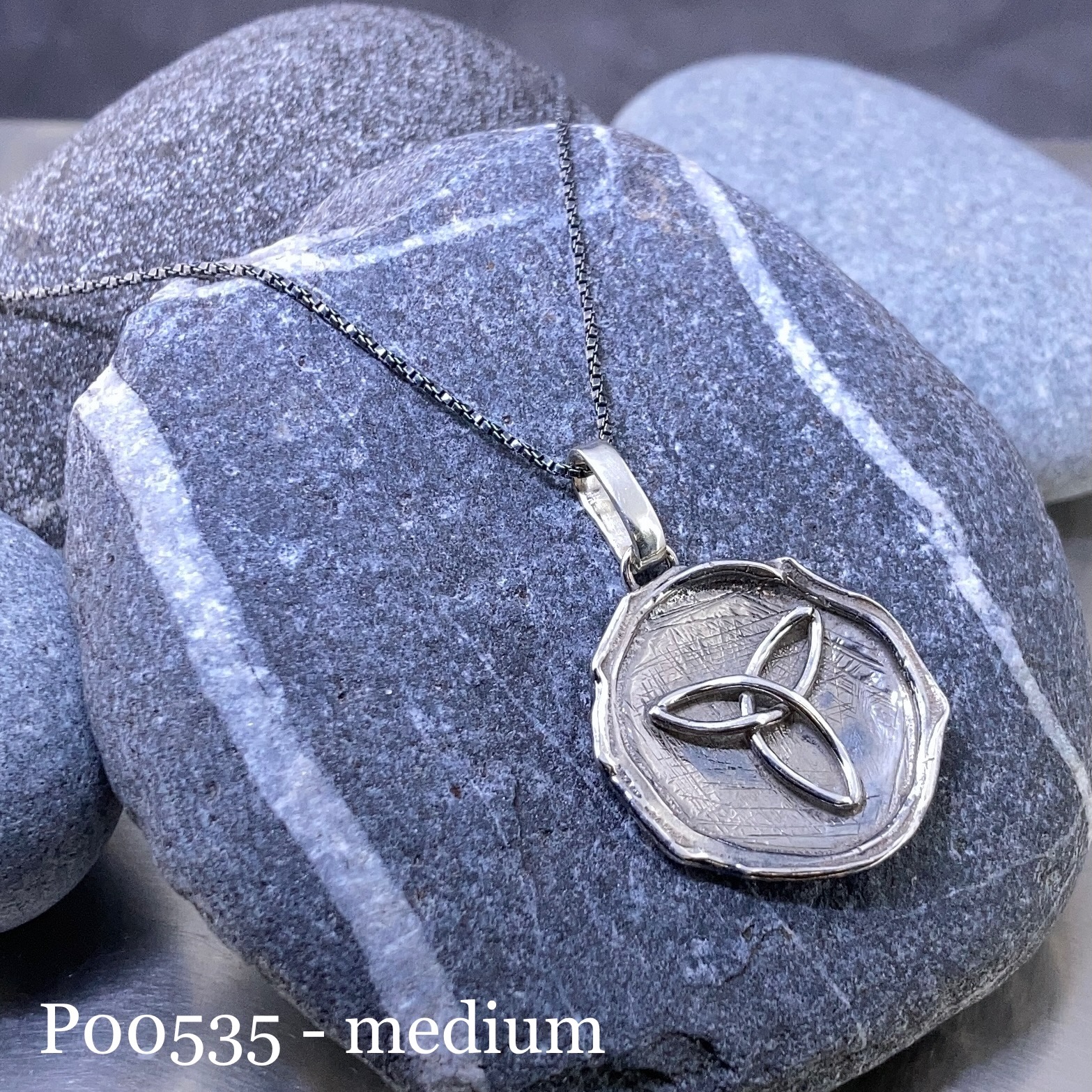 Trinity Knot Pendant – Argentium Silver Wax Seal – Antique - Image 5
