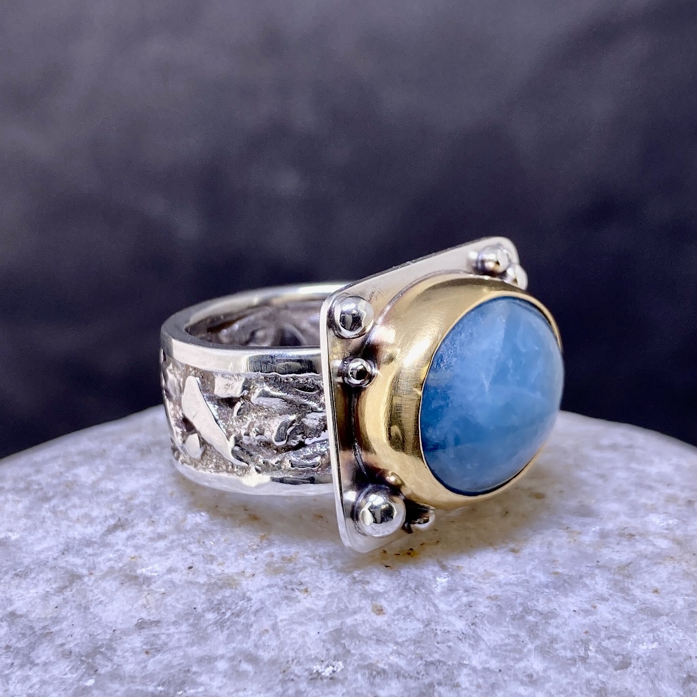 aquamarine ring - size 8 - Argentium silver - 12 carat - Image 3