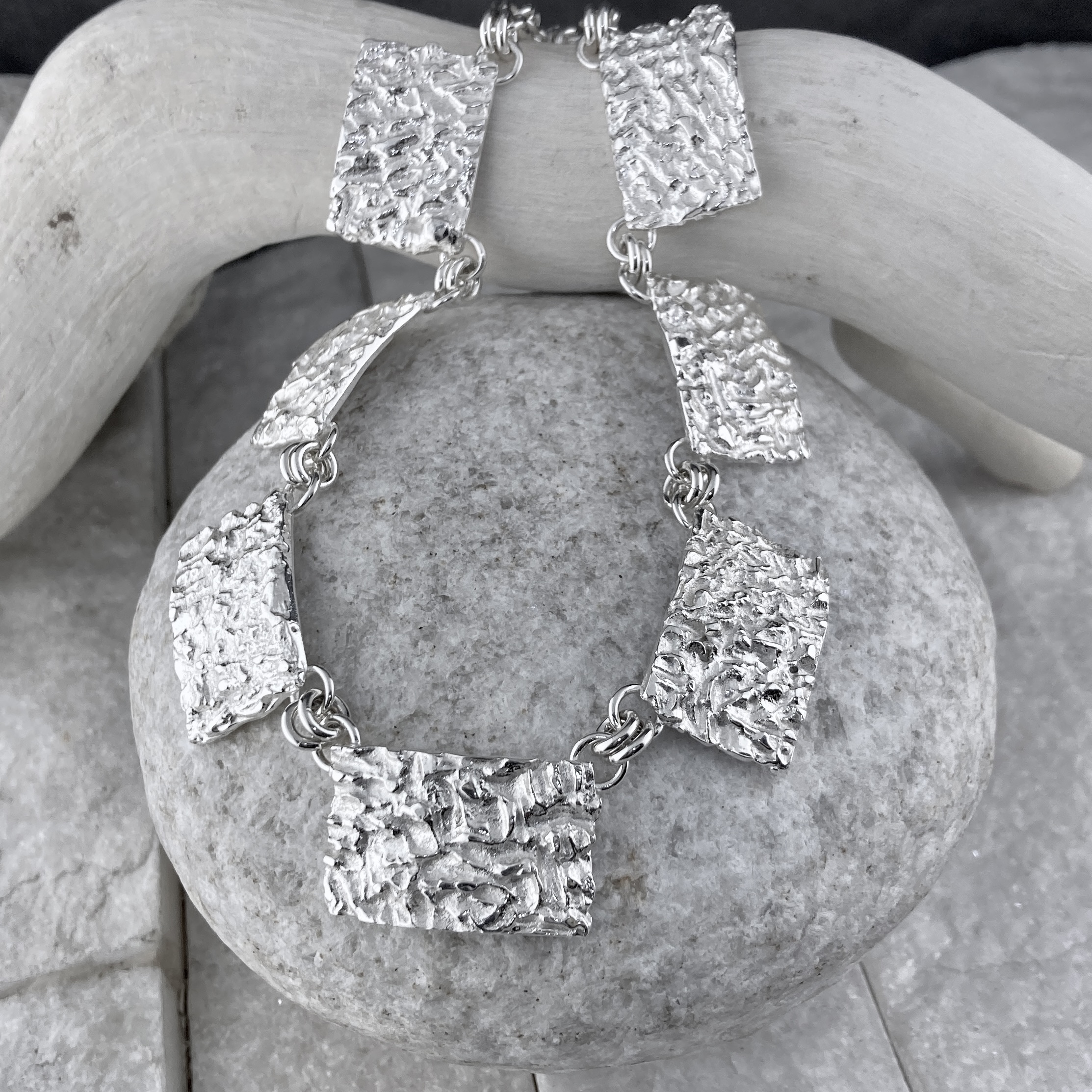 lunar panel necklace - Argentium silver rectangles