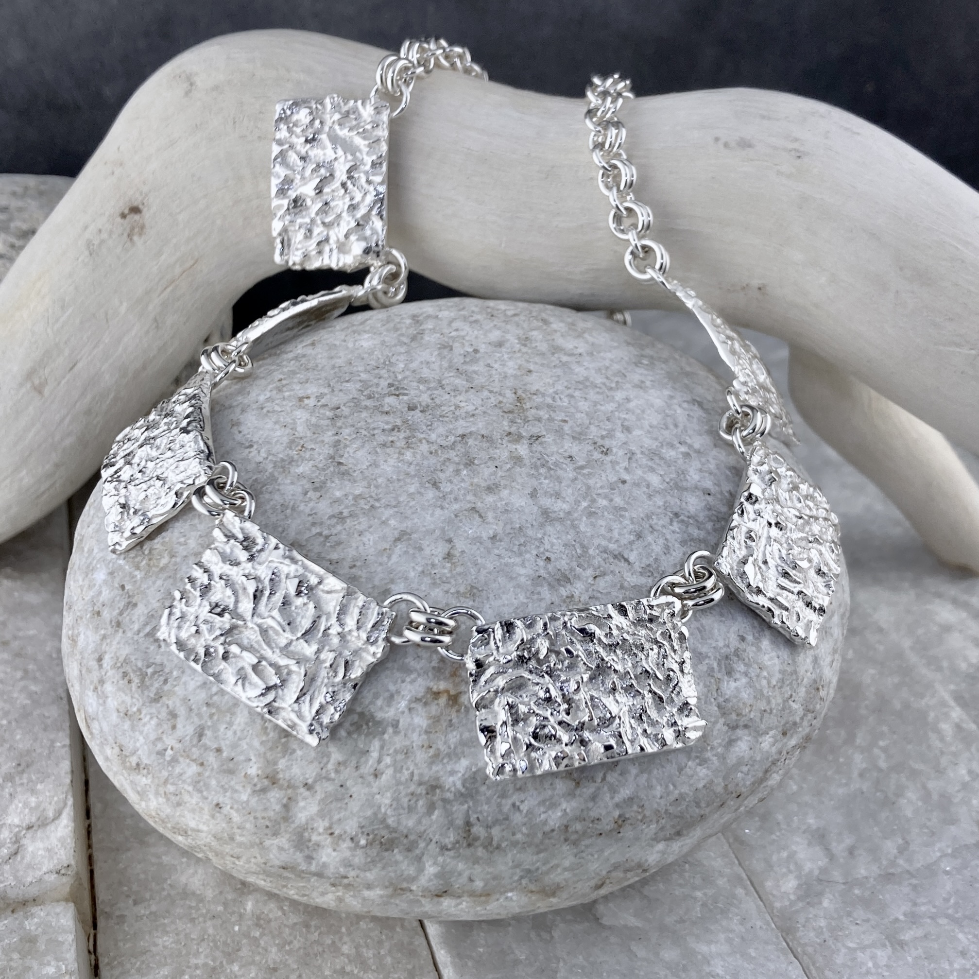 lunar panel necklace - Argentium silver rectangles - Image 2