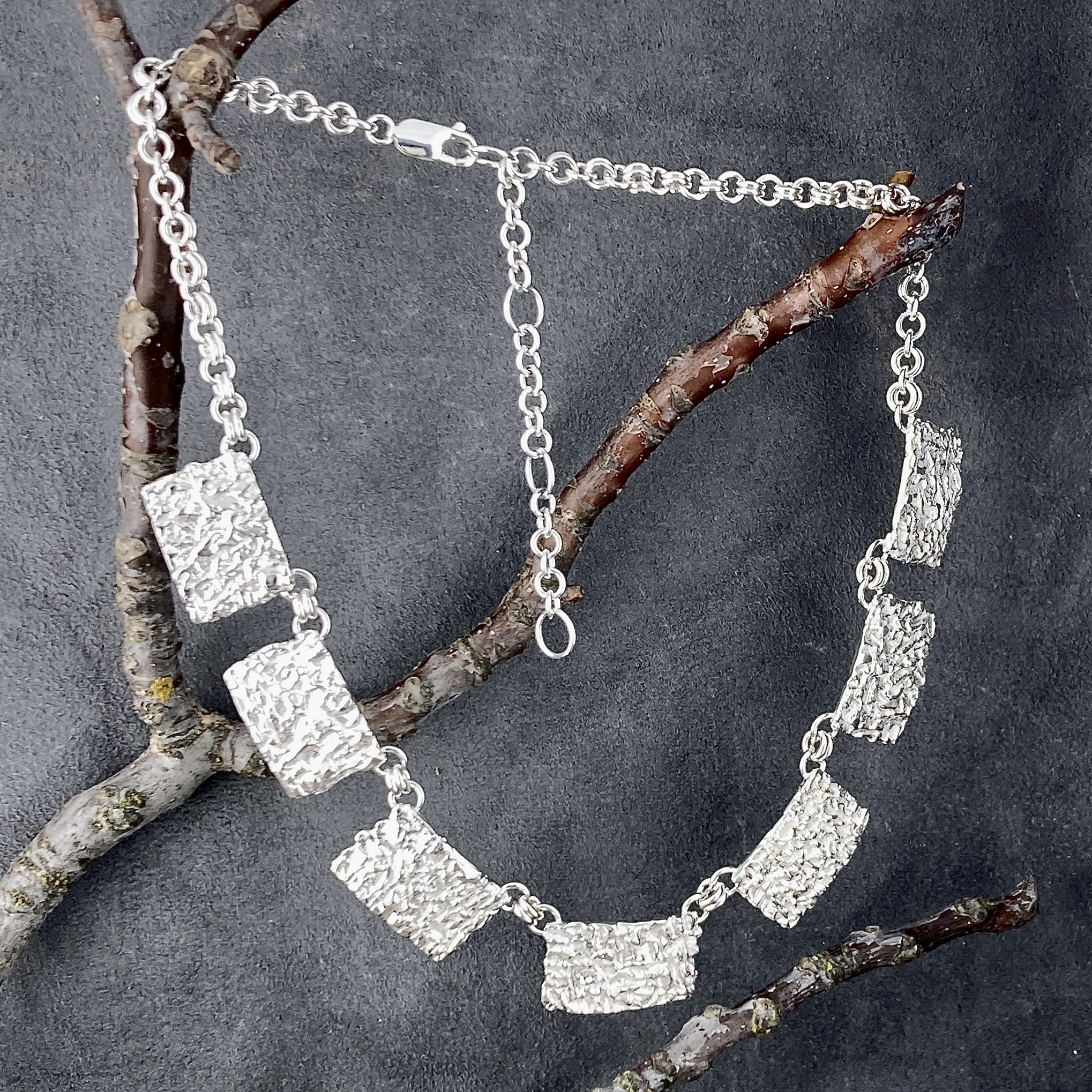 lunar panel necklace - Argentium silver rectangles - Image 3