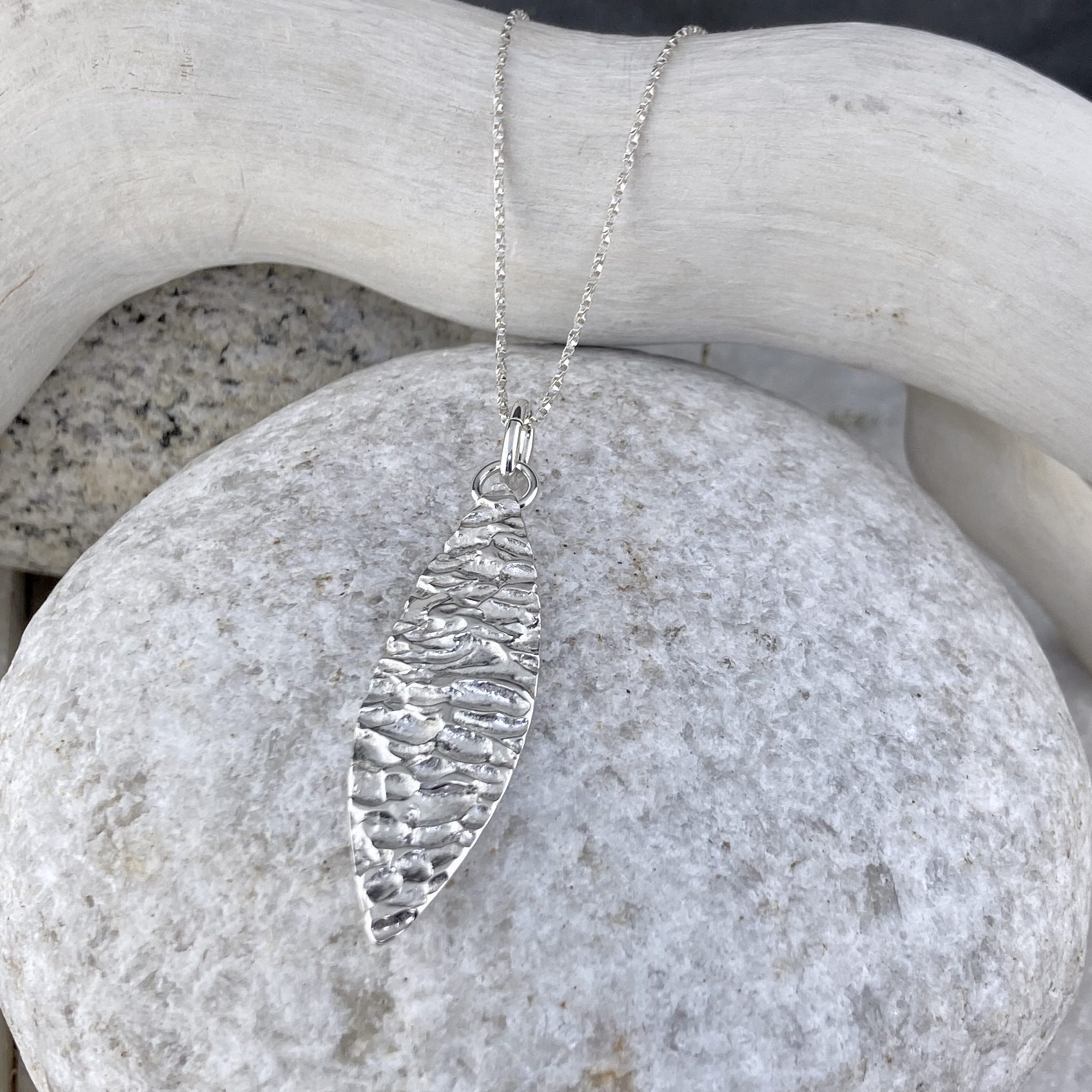 lunar marquise pendant - Argentium silver - Image 2