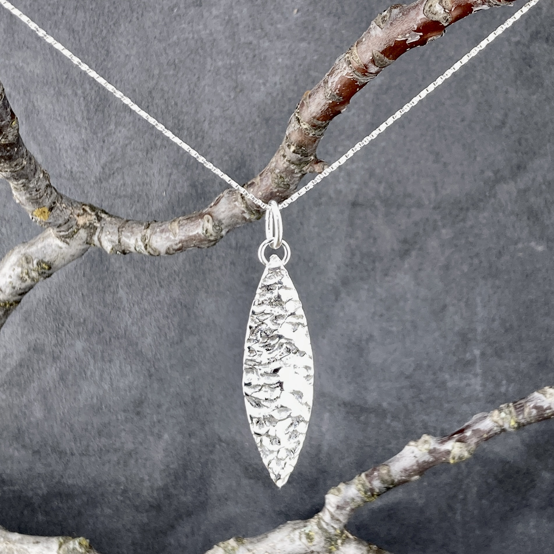 lunar marquise pendant - Argentium silver - Image 3