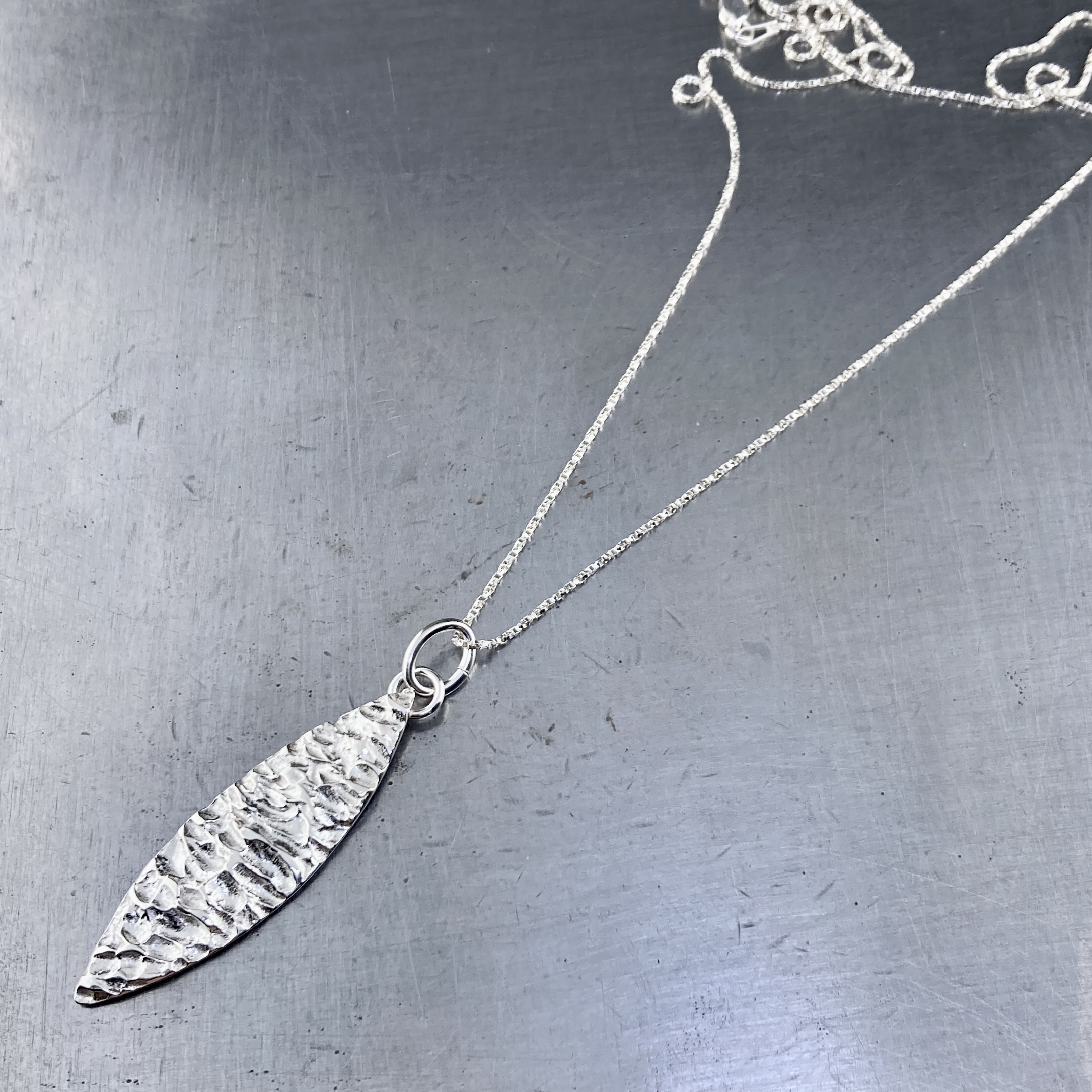 lunar marquise pendant - Argentium silver