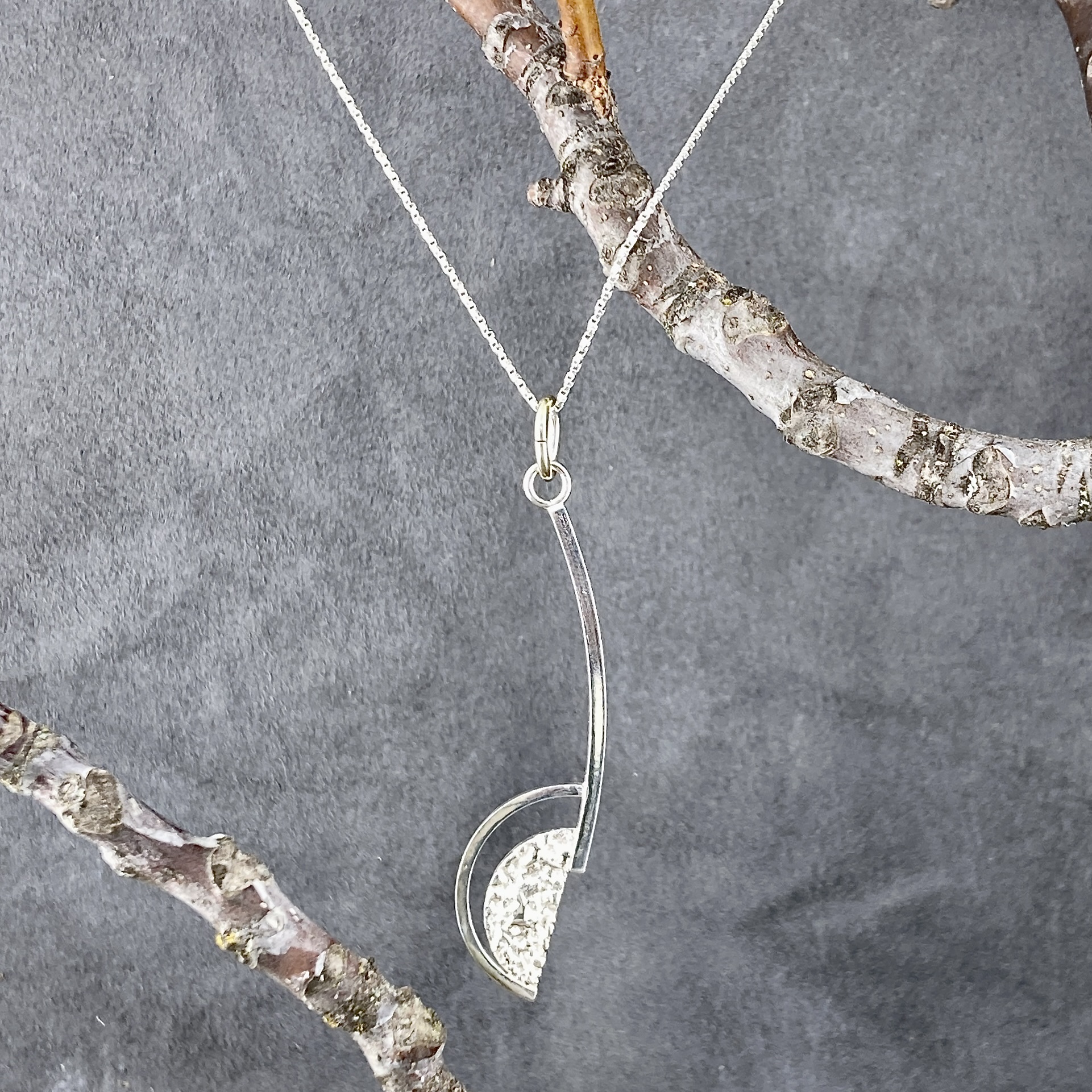 half sun and moon pendant - Argentium silver - Image 2