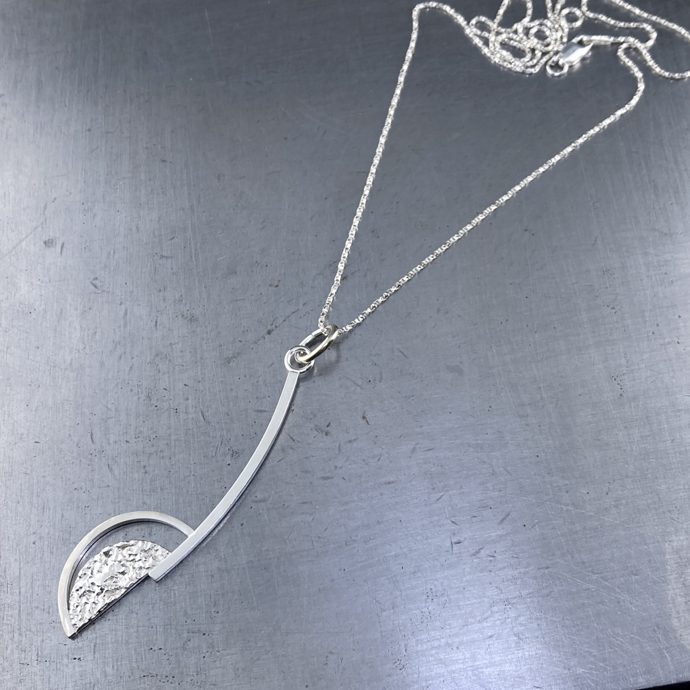 half sun and moon pendant - Argentium silver