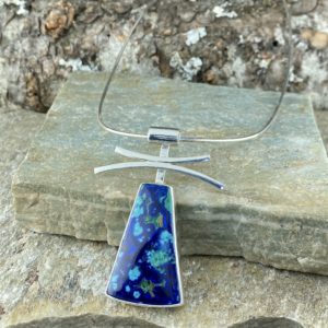 Azurite-Malachite-Chrysocolla Pendant – Argentium Silver  – 32.5 Carats