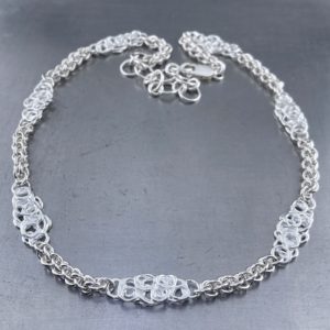 pebbles, jen's pind link necklace - Argentium silver