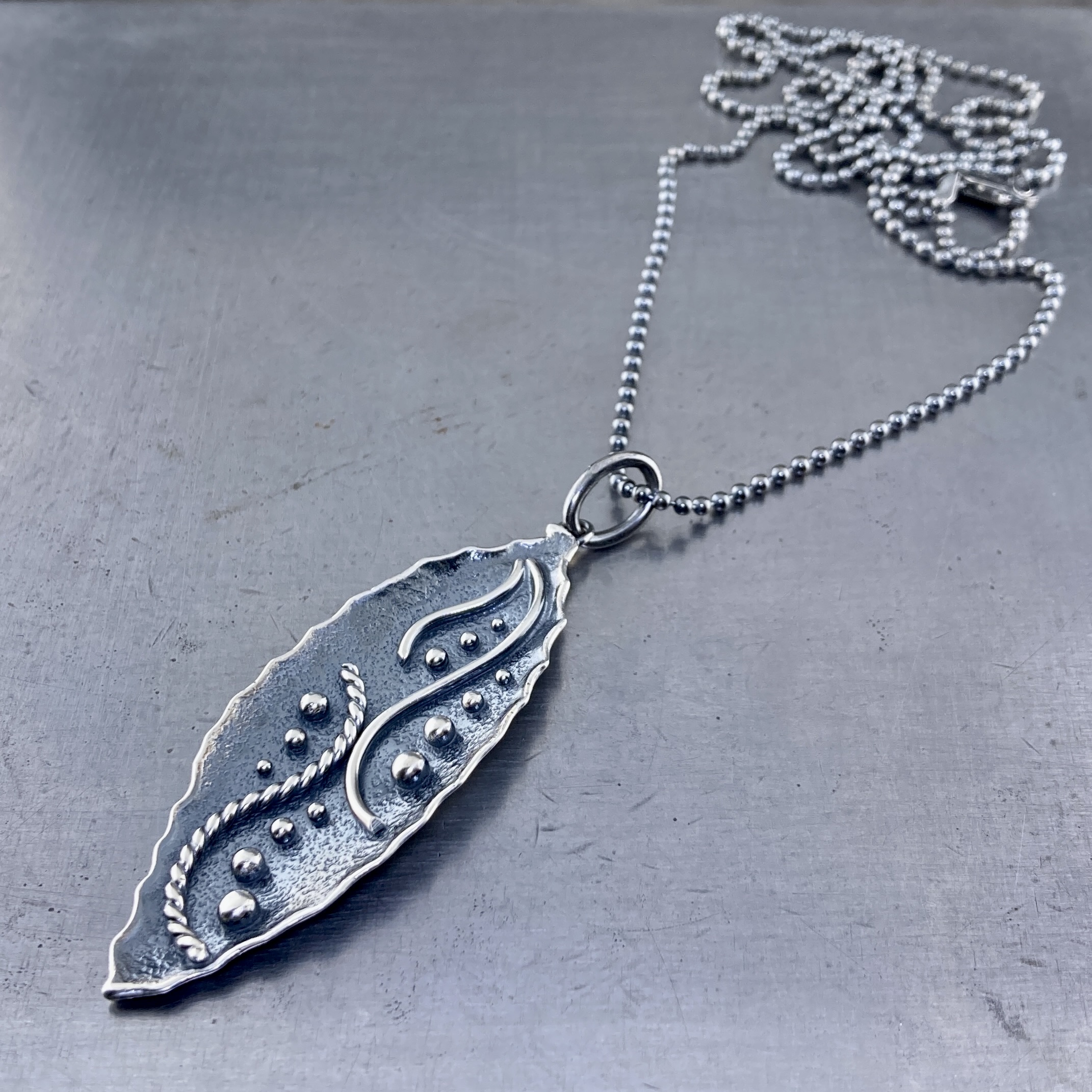 waves pendant - Argentium silver - marquise - Image 2