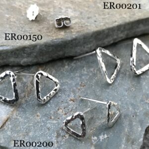 triangle post earrings - hammered wire - Argentium silver
