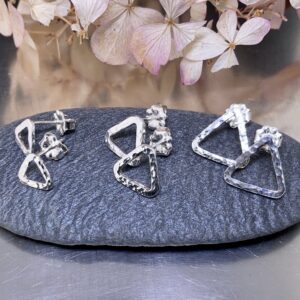 triangle post earrings - hammered wire - Argentium silver