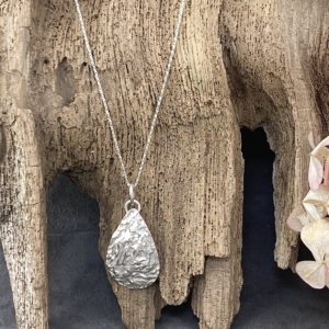 lunar teardrop pendant - Argentium silver