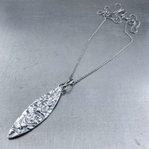 lunar marquise pendant - antique Argentium silver