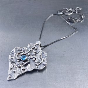 Swiss topaz pendant - antique Argentium silver rapids - .75 carat