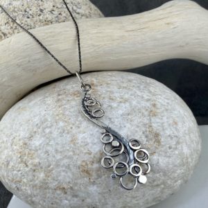 pebbles branch pendant - antique Argentium silver