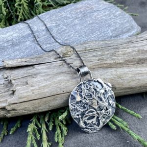 rapids round pendant - antique Argentium silver