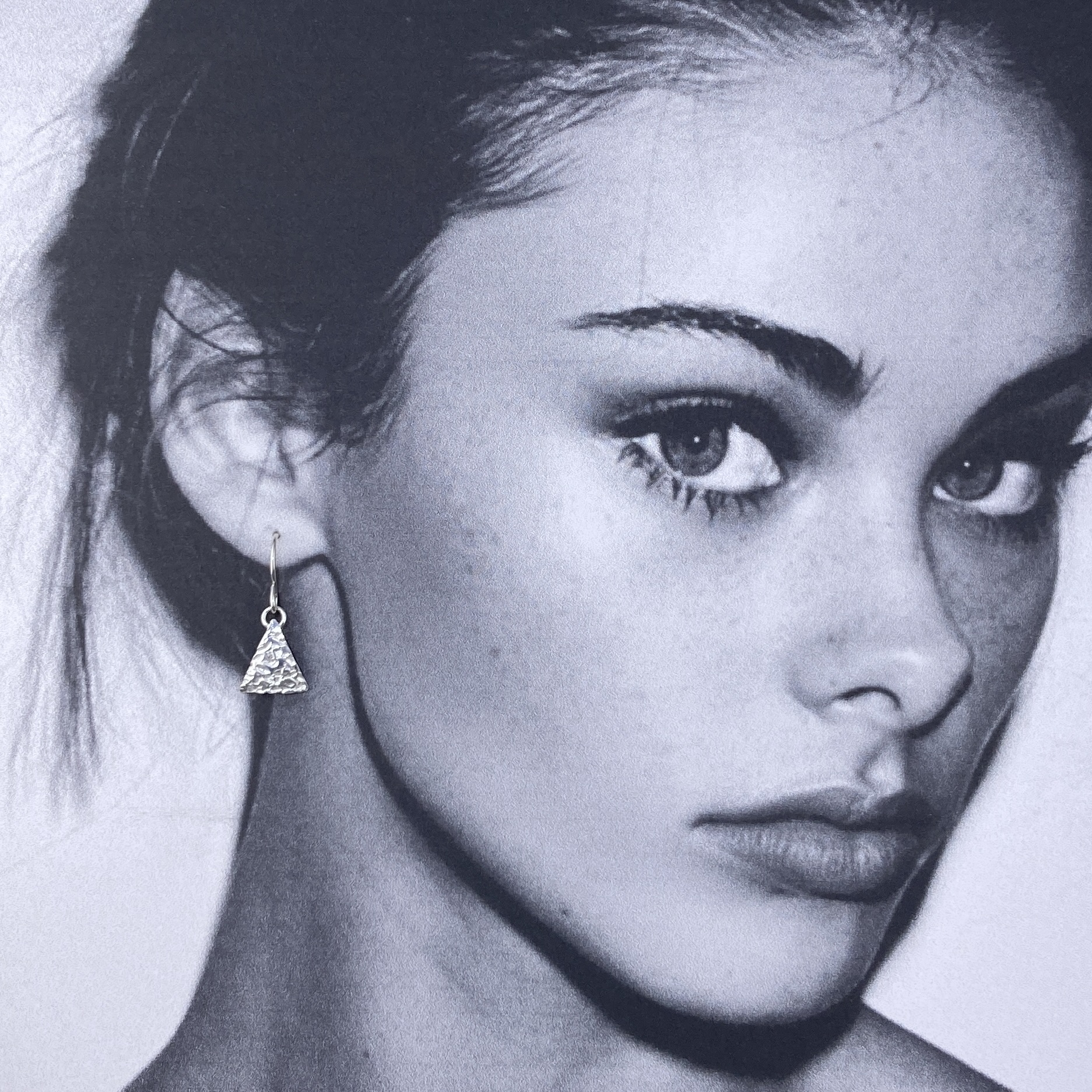 lunar earrings - triangle - Argentium silver - Image 4