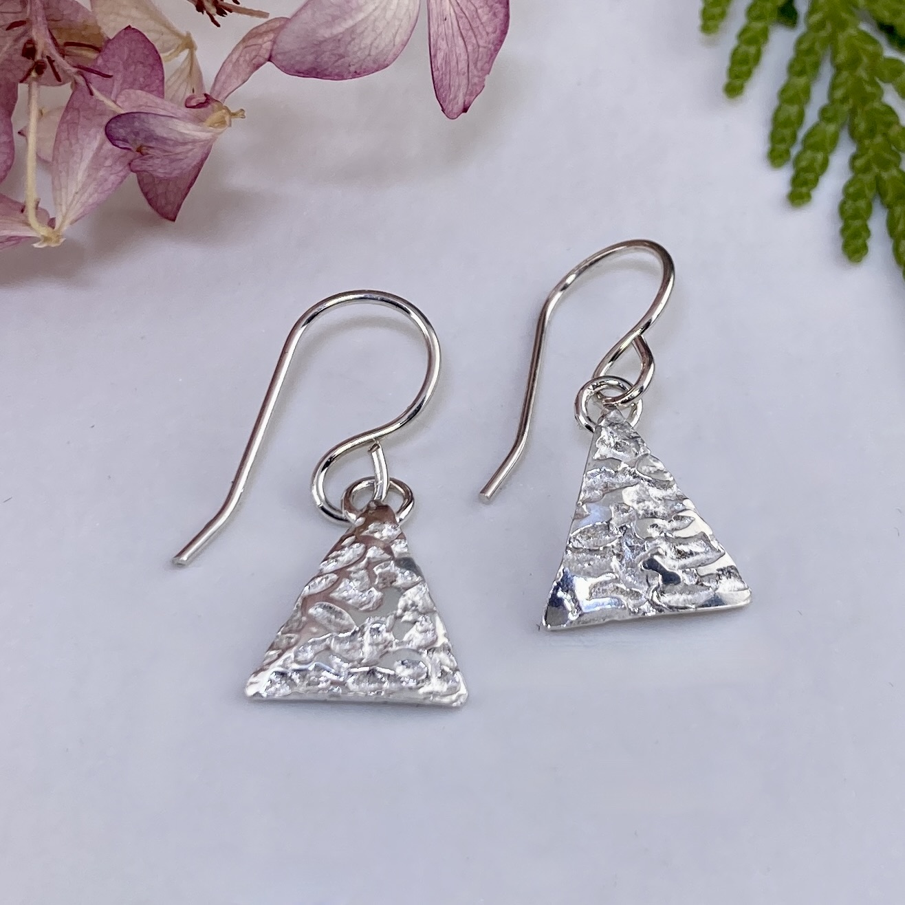 lunar earrings - triangle - Argentium silver - Image 3