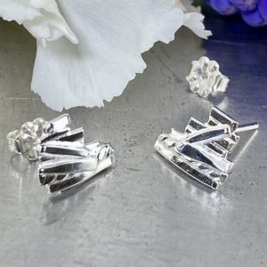 bark earrings - post - Argentium silver
