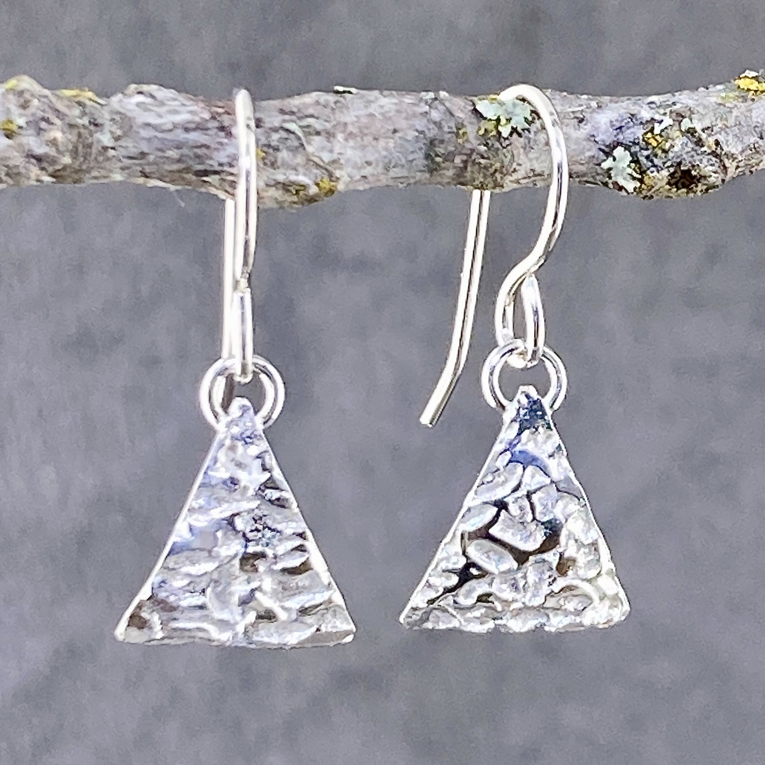 lunar earrings - triangle - Argentium silver