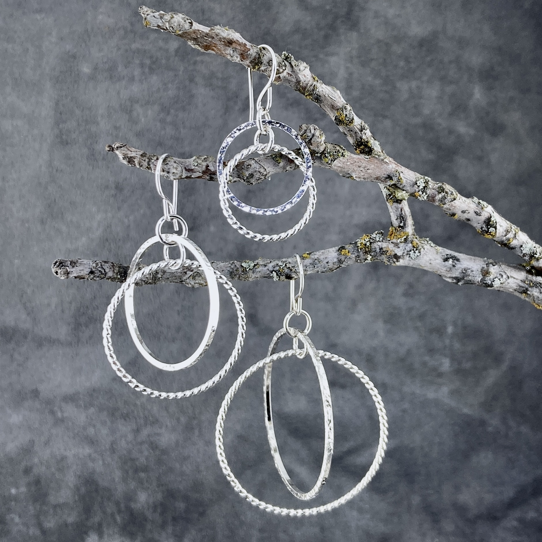 solar system earrings - Argentium silver