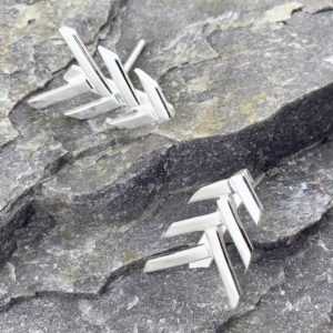 pine tree earrings - narrow post - Argentium silver