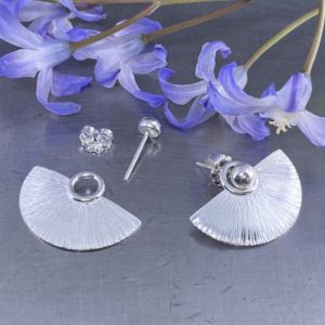 half moon earring jacket - Argentium silver