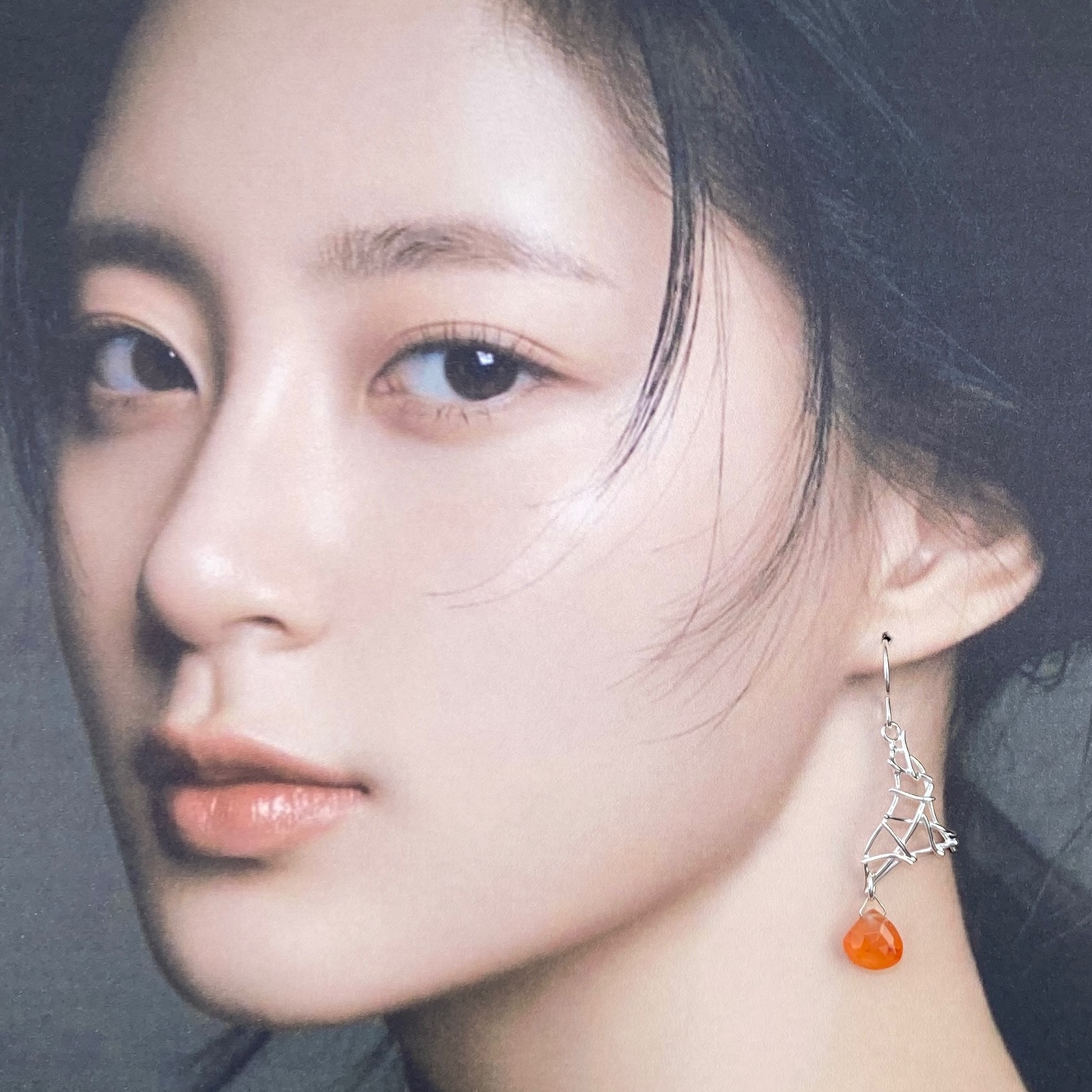 carnelian earrings - twigs - Argentium silver - Image 2