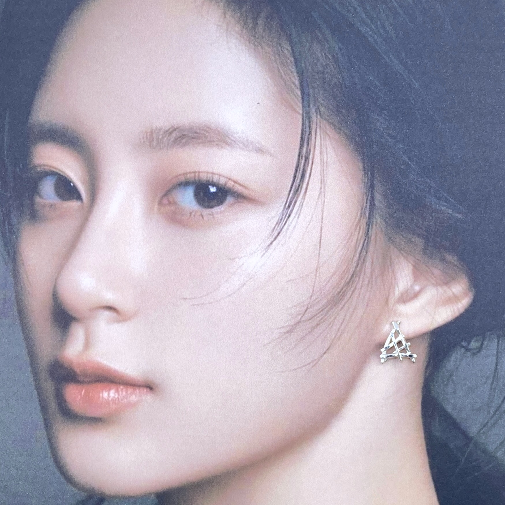 twig earrings - triangle post - Argentium silver - Image 2