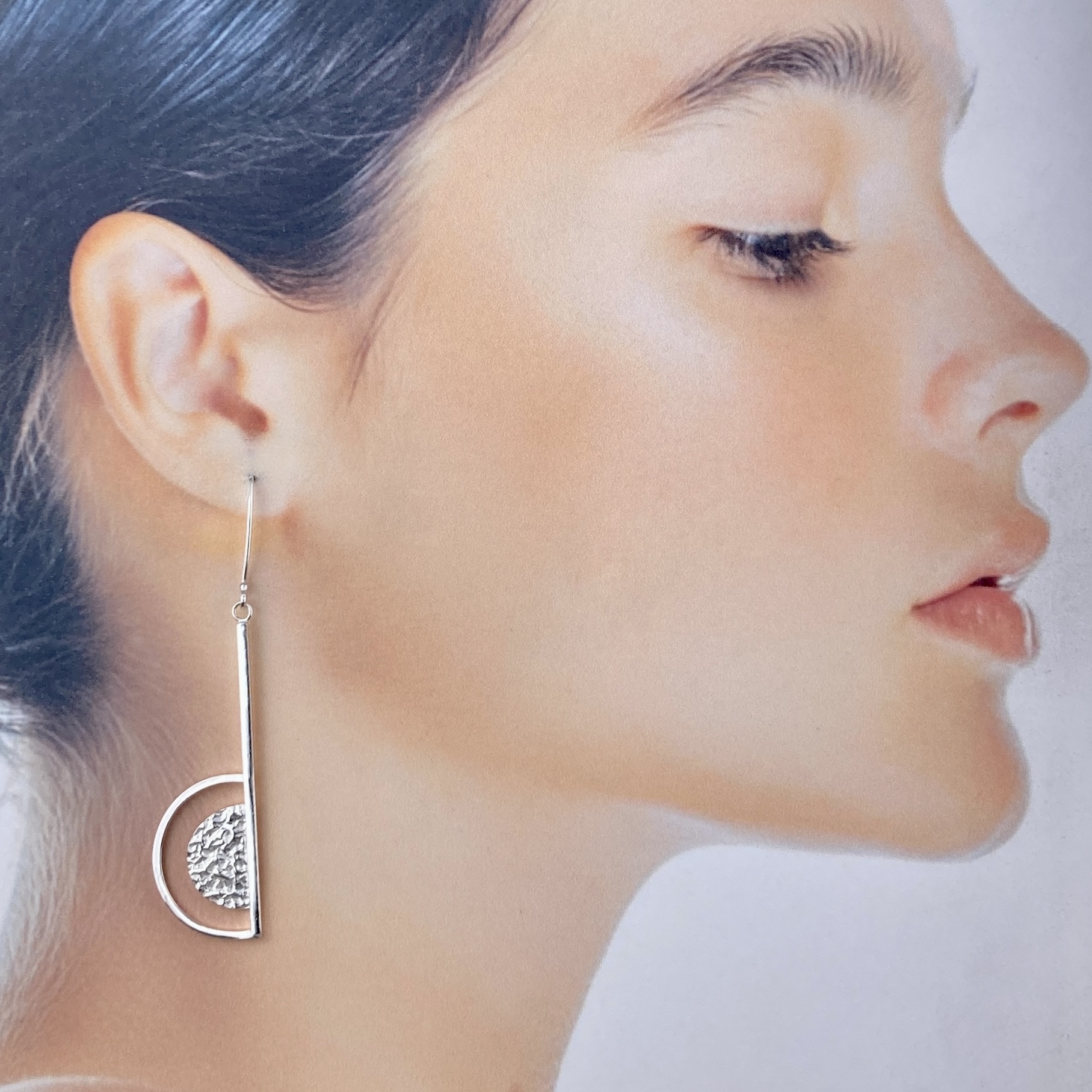 sun and moon earrings - split - Argentium silver - Image 4